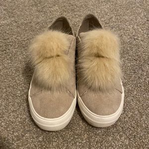 Candies Fuzzy/Poof slip-ons Size 7!